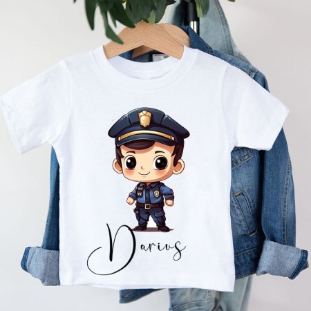 Haine copii - Tricou copii Personalizat cu nume Politist