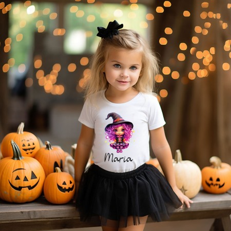 Tricou Fetite Halloween Vrajitoare Personalizat cu nume [1]