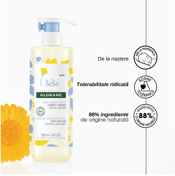 Gel spumant de curatare 2 in 1 pentru bebelusi Klorane Bebe, 500 ml [4]