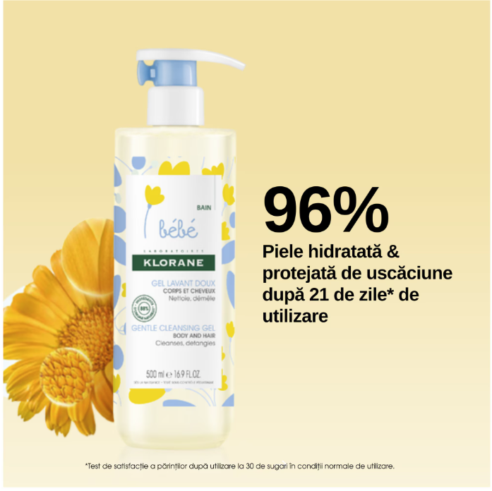 Gel spumant de curatare 2 in 1 pentru bebelusi Klorane Bebe, 500 ml [2]
