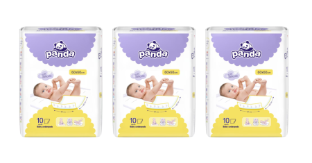 Mama si bebe - Aleze cearceaf absorbant pentru protectie pat, Panda, 60x60 cm, 30 buc