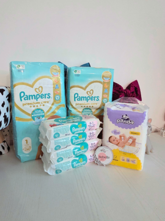 Module - Modul Standard Bebelle – Scutece Pampers, Șervețele Sensitive, Aleze Panda