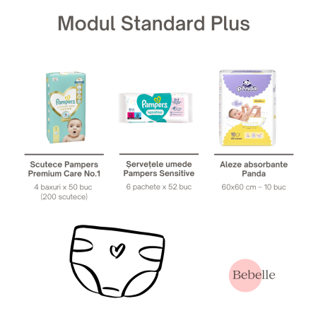 Module - Modul Standard PLUS Bebelle – Set lunar Pampers și Aleze