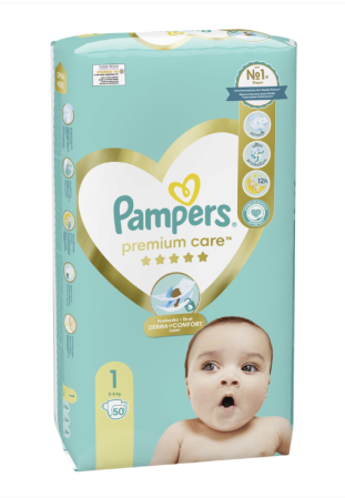 Scutece - Scutece Pampers Premium Care Value Pack Minus, Marimea 1, 2-5kg, 50 buc
