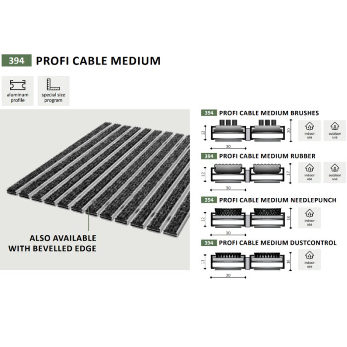 Covor de intrare Profi Cable Medium – aluminiu 12 mm, trafic intens | BeeGreen [6]