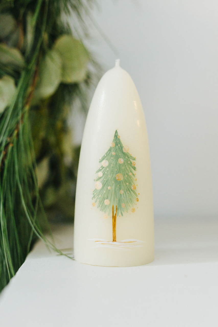 Lumânare din ceară naturală de albine handmade - Brad [2]