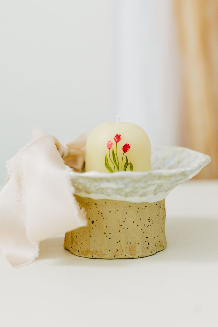 Lumanare MINI pictata cu lalele [2]