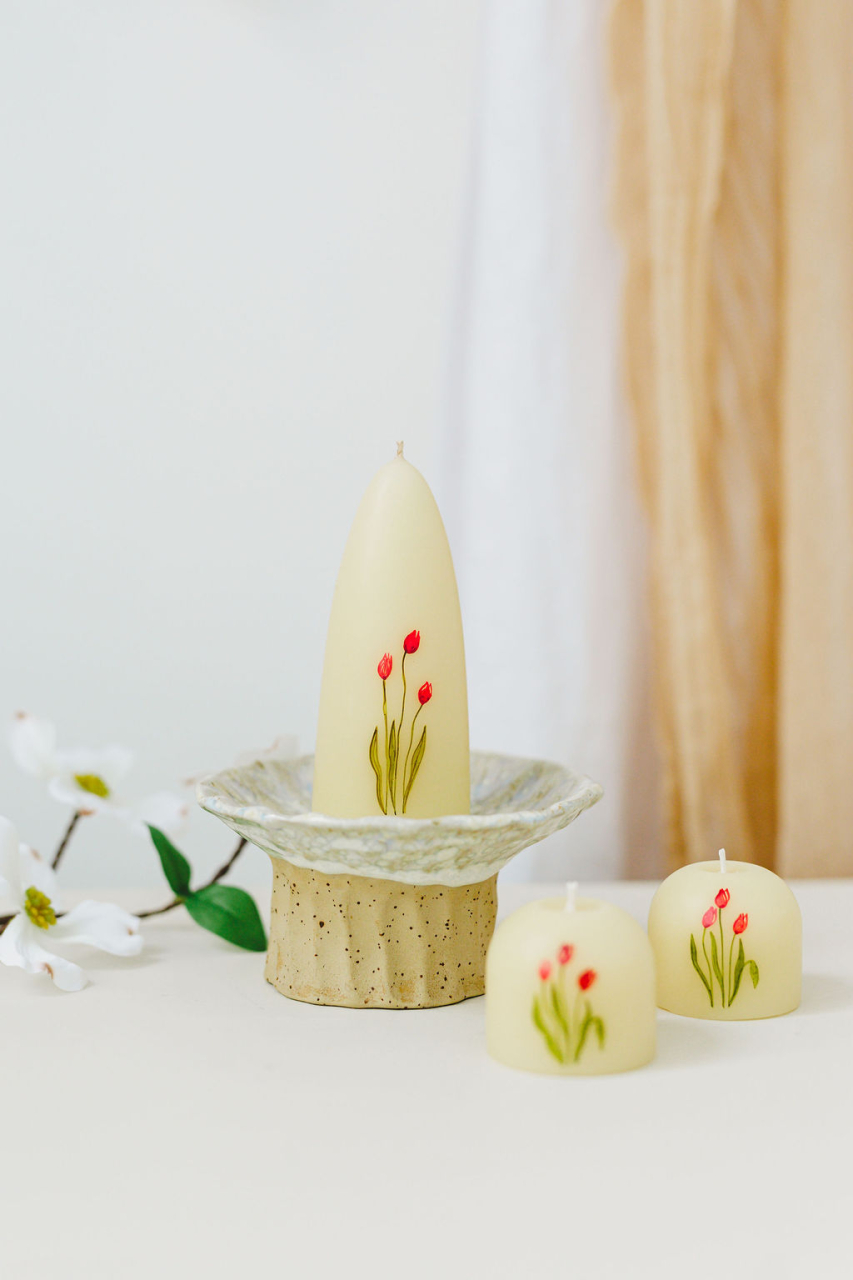 Lumanare MINI pictata cu lalele [3]