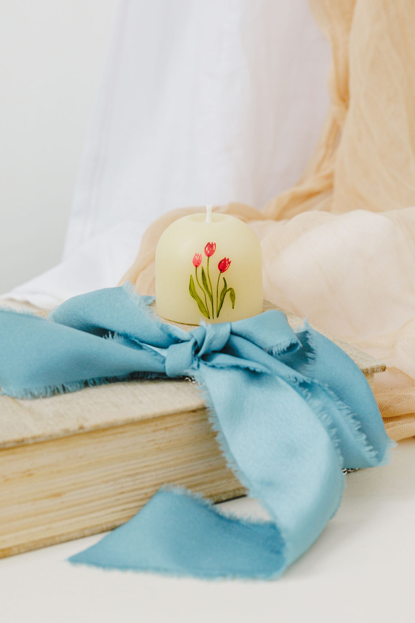 Lumanare MINI pictata cu lalele [4]