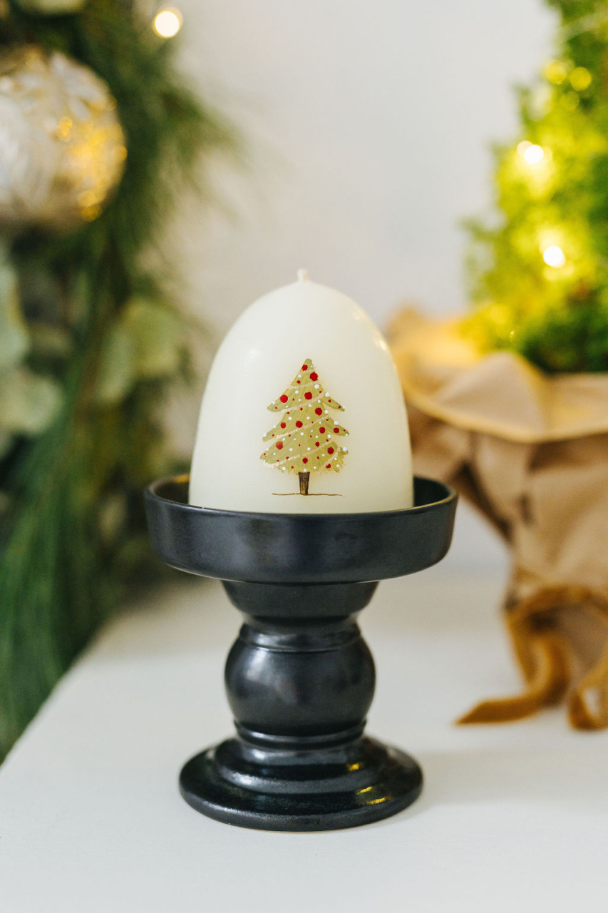 Lumânare din ceară naturală de albine lucrată manual - Brad [6]