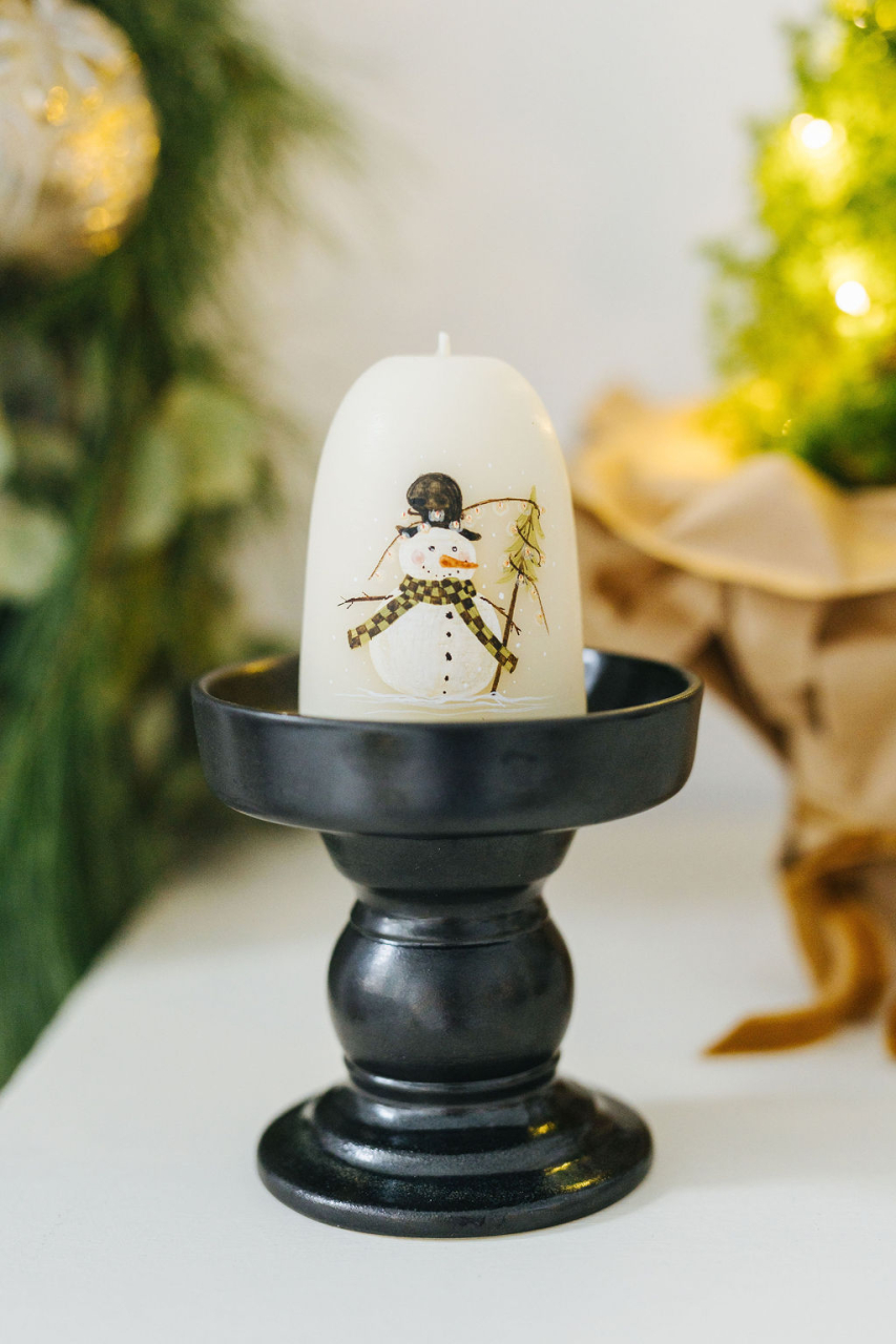 Lumânare din ceară naturală de albine lucrată manual - Om de zăpadă [3]