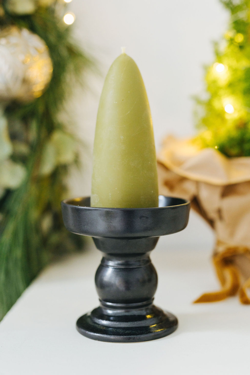 Lumânare din ceară naturală de albine lucrată manual - verde olive [2]