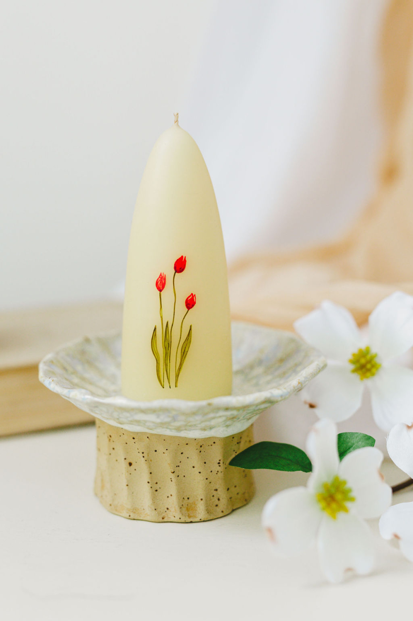 Lumanare naturala pictata cu lalele [5]