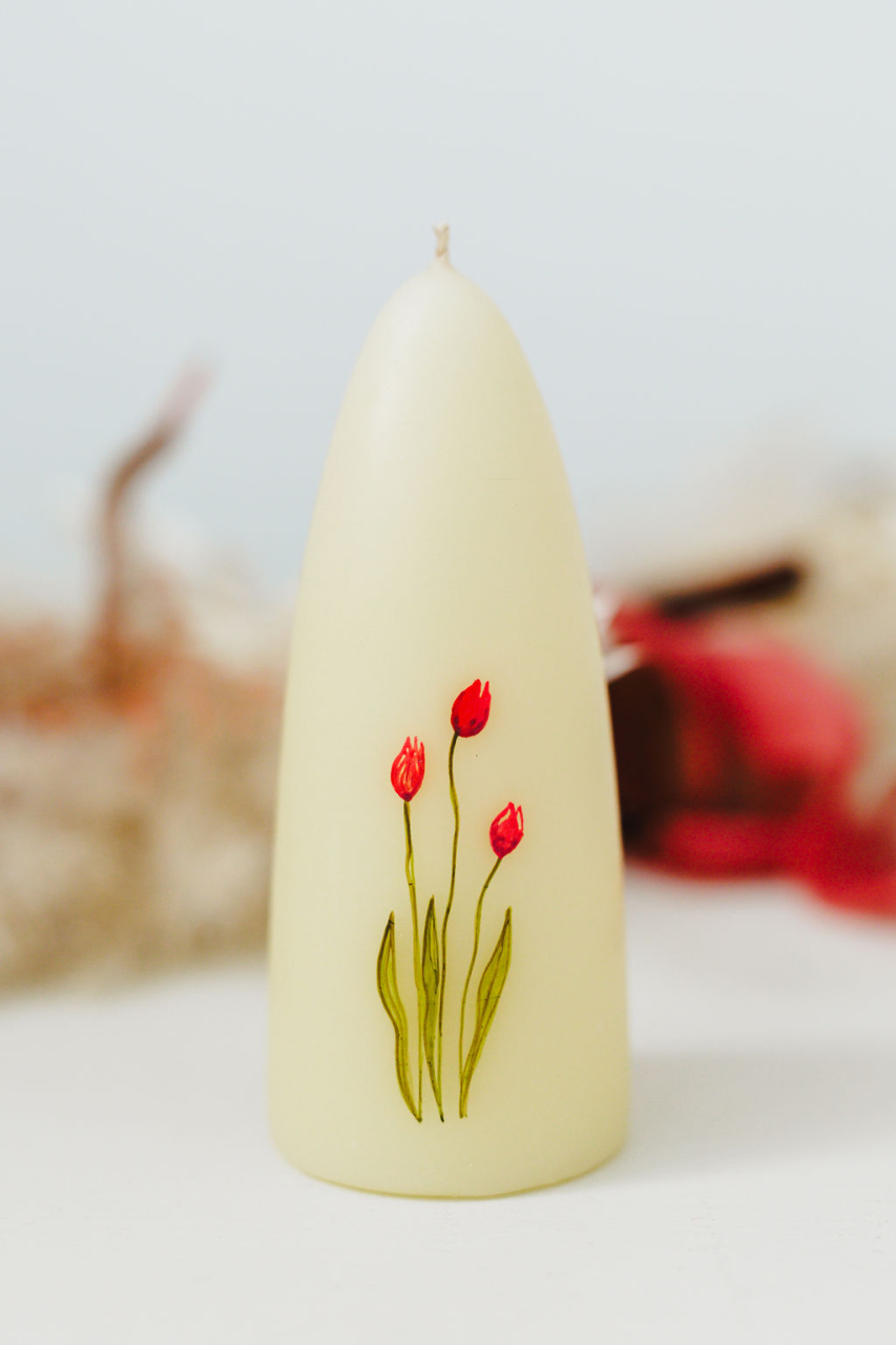 Lumanare naturala pictata cu lalele [2]