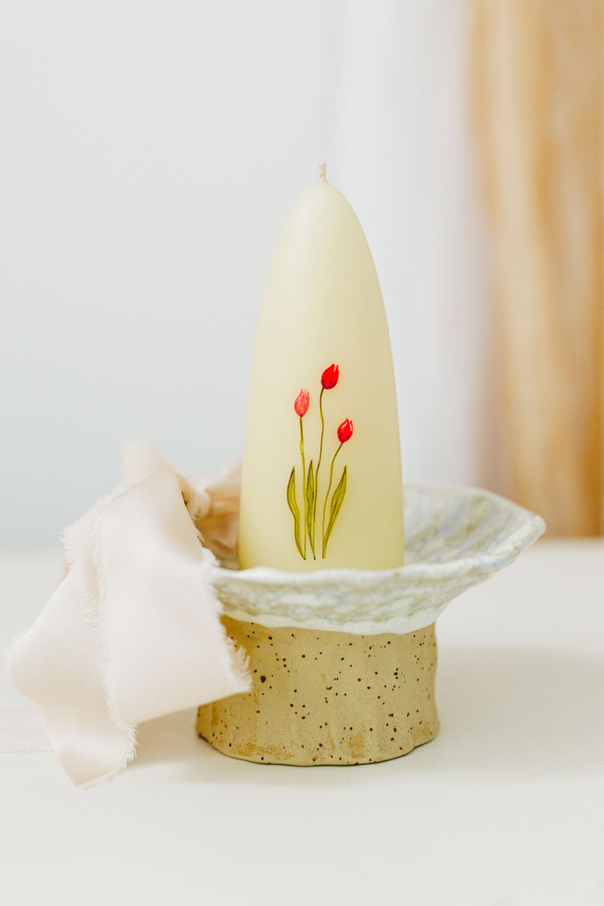 Lumanare naturala pictata cu lalele [3]