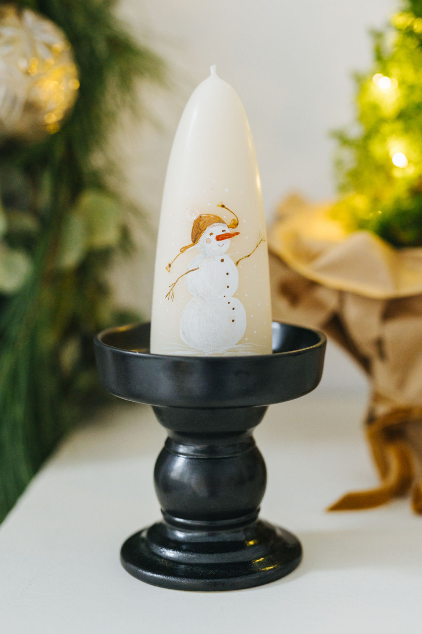 Lumânare din ceară naturală de albine realizată manual - Om de zăpadă [2]