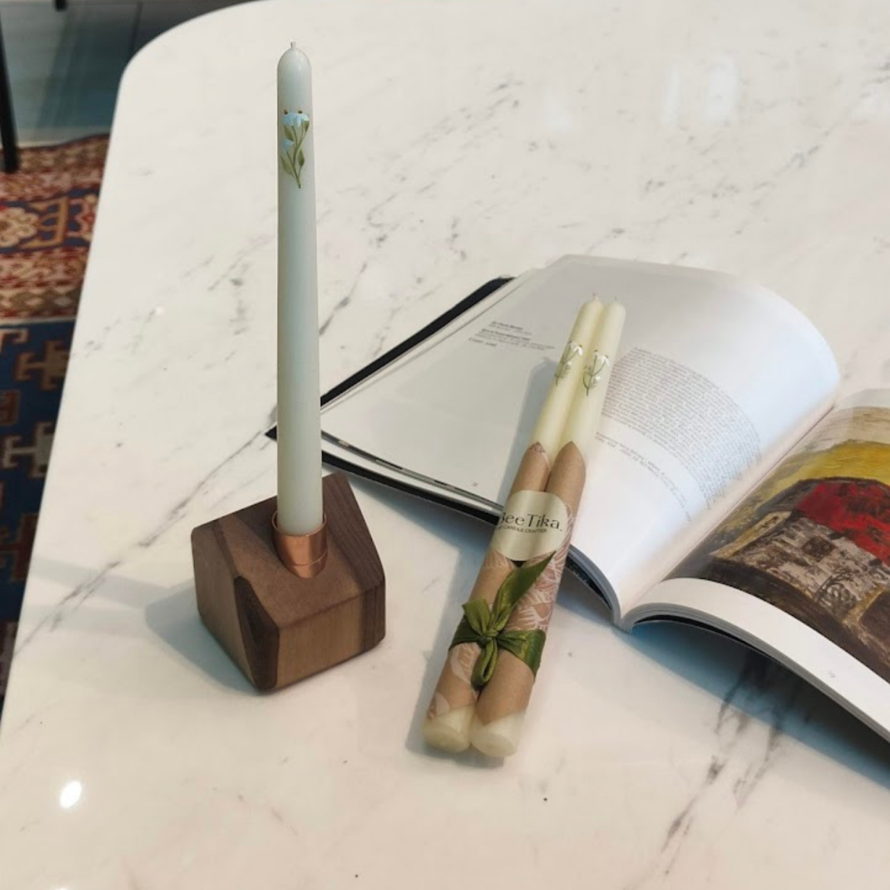 Set 2 lumânări din ceară naturală de albine purificată, parfumate discret, lucrate manual - Mușețelul [4]