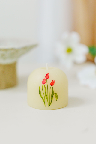 PURE - Lumanare MINI pictata cu lalele