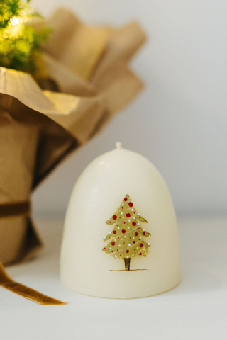 Lumânare din ceară naturală de albine lucrată manual - Brad [4]