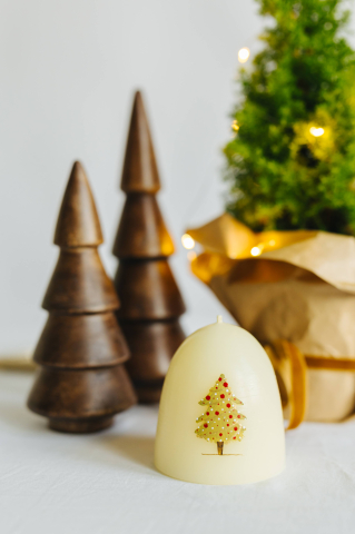 Lumânare din ceară naturală de albine lucrată manual - Brad [2]