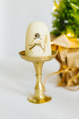 Lumânare din ceară naturală de albine lucrată manual - Om de zăpadă [3]