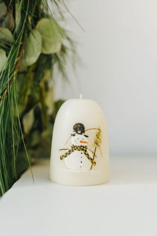 CHRISTMAS - Lumânare din ceară naturală de albine lucrată manual - Om de zăpadă