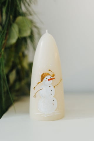 CHRISTMAS - Lumânare din ceară naturală de albine realizată manual - Om de zăpadă