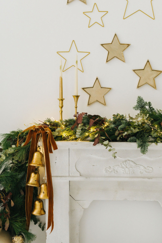 Lumânări din ceară de albine naturală pentru sfeșnic, pictate manual - Crenguțe de brad [3]