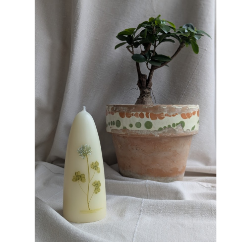 PURE - lumanare ceara naturala pictata trifoi