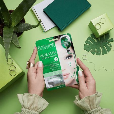 Mască calmantă şi răcoritoare cu aloe vera EVELINE Aloe Vera Sheet Mask [1]