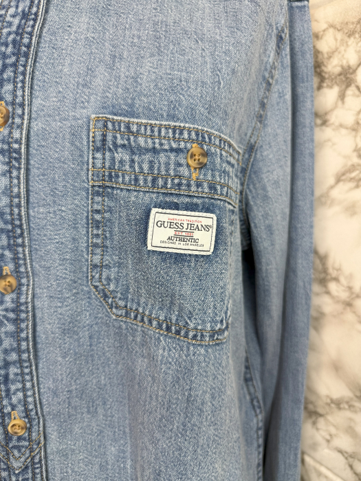 Cămașă Guess Jeans damă denim albastru, 100% bumbac [2]