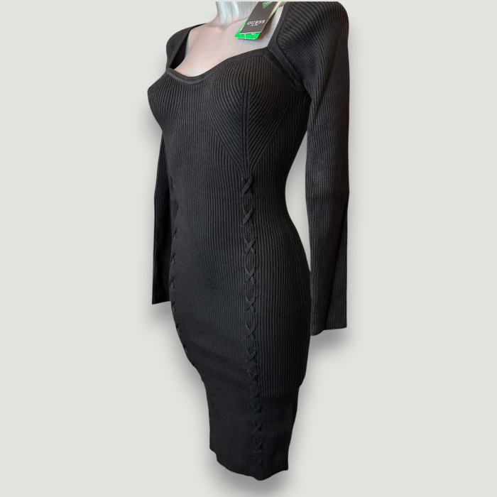 Rochie Premium Guess neagră mulată damă – elegantă și sexy- – logo distinctiv, colecție outlet. [3]