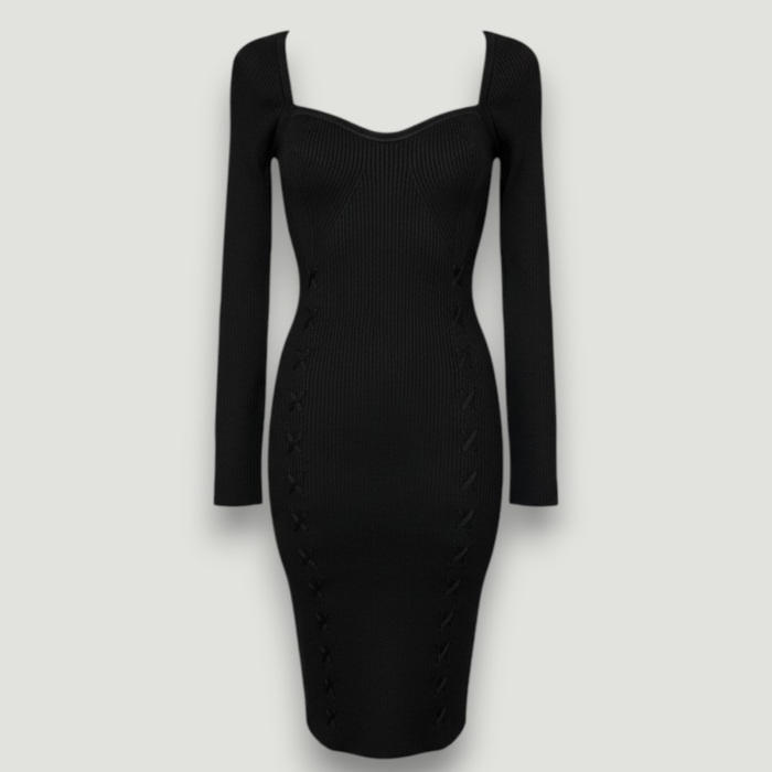 Rochie Premium Guess neagră mulată damă – elegantă și sexy- – logo distinctiv, colecție outlet. [2]