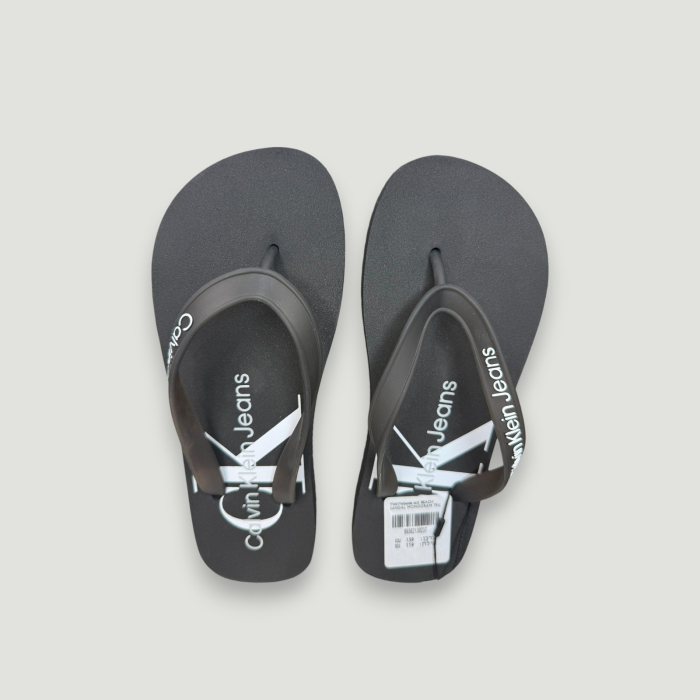 Șlapi Damă Calvin Klein Jeans – Negru cu Alb – logo distinctiv, colecție outlet. [2]