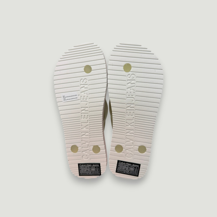 Șlapi Damă Calvin Klein Jeans – Alb cu Negru – logo distinctiv, colecție outlet. [3]