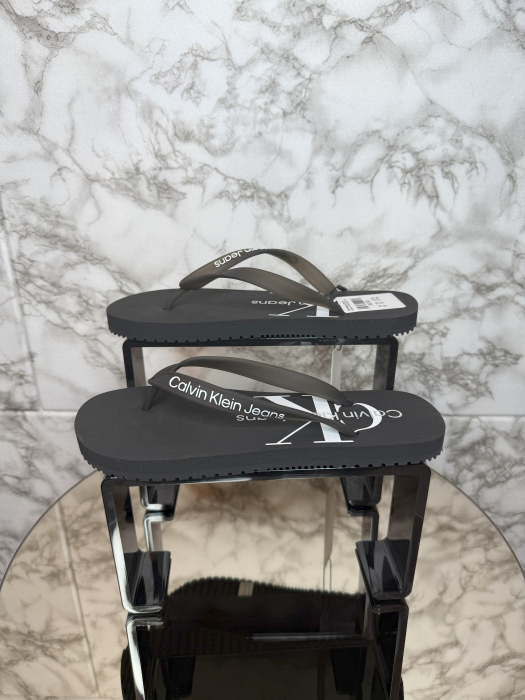 Șlapi Damă Calvin Klein Jeans – Negru cu Alb – logo distinctiv, colecție outlet. [3]