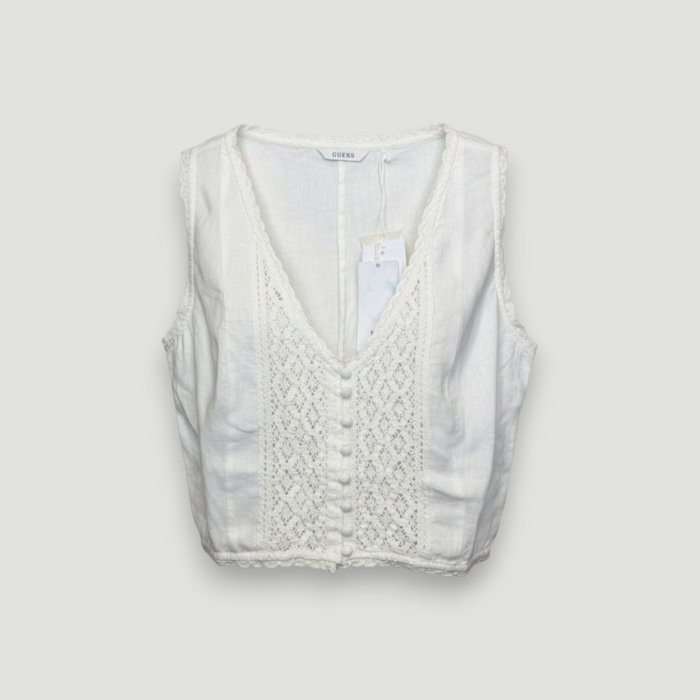 Top damă alb Guess original, logo distinctiv, colecție outlet [2]