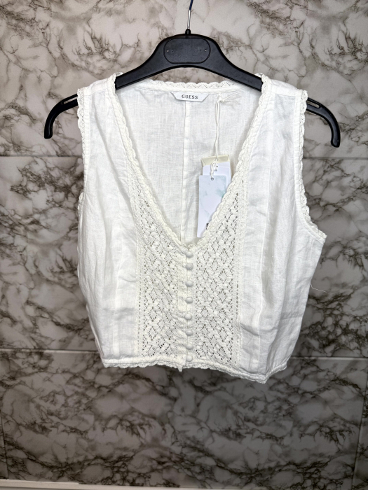 Top damă alb Guess original, logo distinctiv, colecție outlet [1]