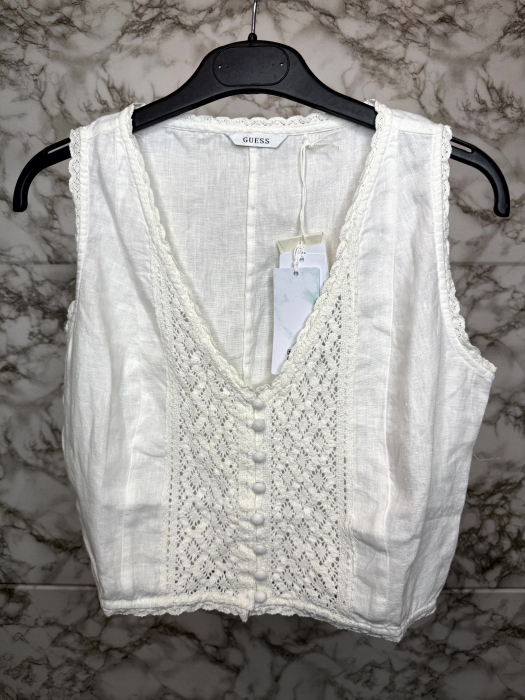 Top damă alb Guess original, logo distinctiv, colecție outlet [2]
