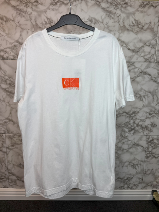 Tricou Calvin Klein Jeans Alb Logo Portocaliu [3]