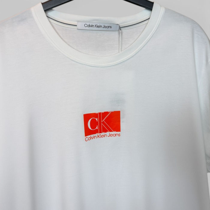 Tricou Calvin Klein Jeans Alb Logo Portocaliu [4]