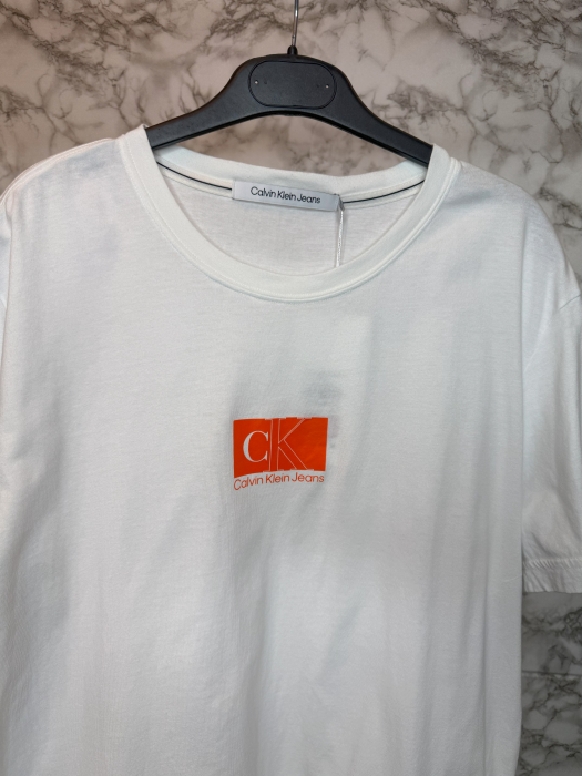 Tricou Calvin Klein Jeans Alb Logo Portocaliu [2]