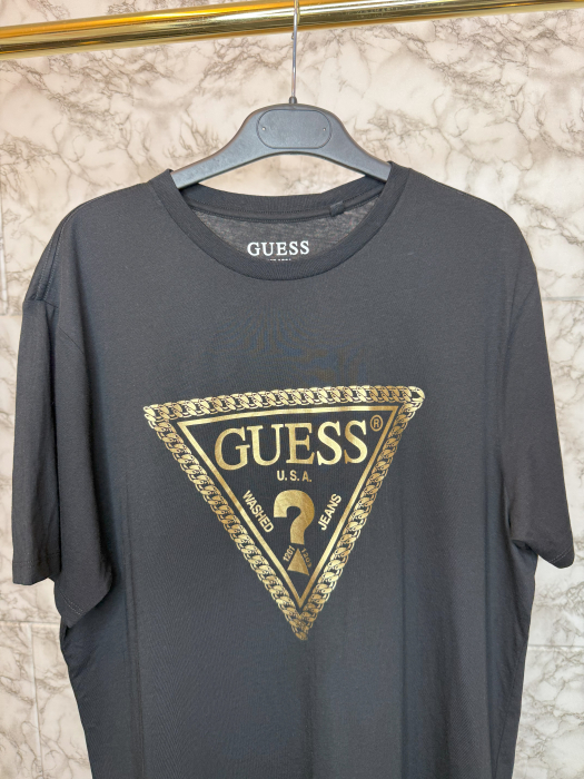 Tricou Guess Barbati NEGRU,  casual [2]