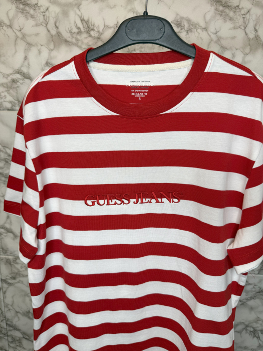 Tricou Guess Barbati rosu cu alb, casual [3]