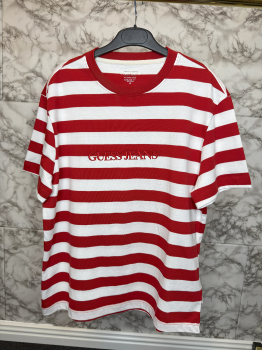 Tricou Guess Barbati rosu cu alb, casual [2]