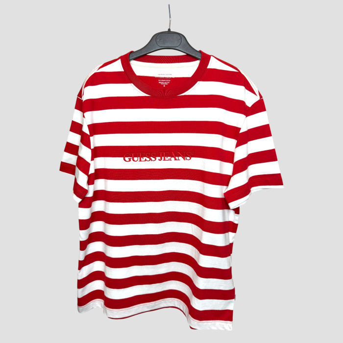 Tricou Guess Barbati rosu cu alb, casual [3]