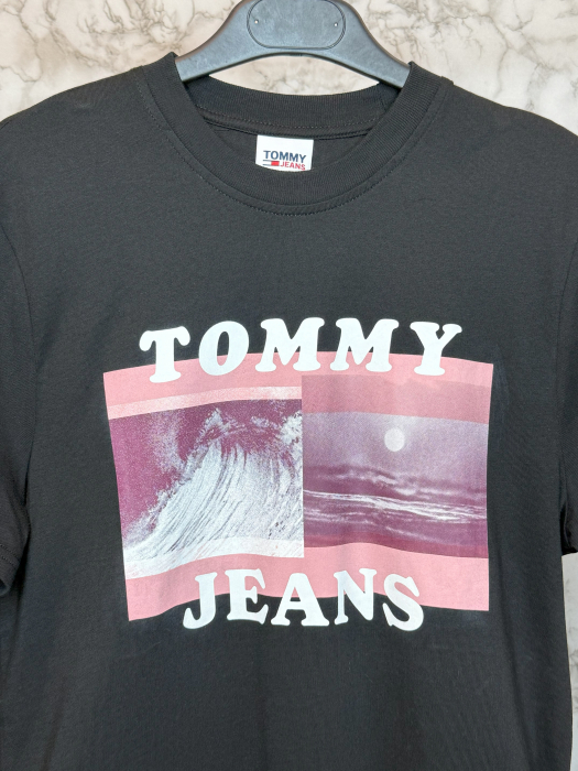 Tricou Tommy Hilfiger Jeans Negru cu logo- Calitate Premium [2]