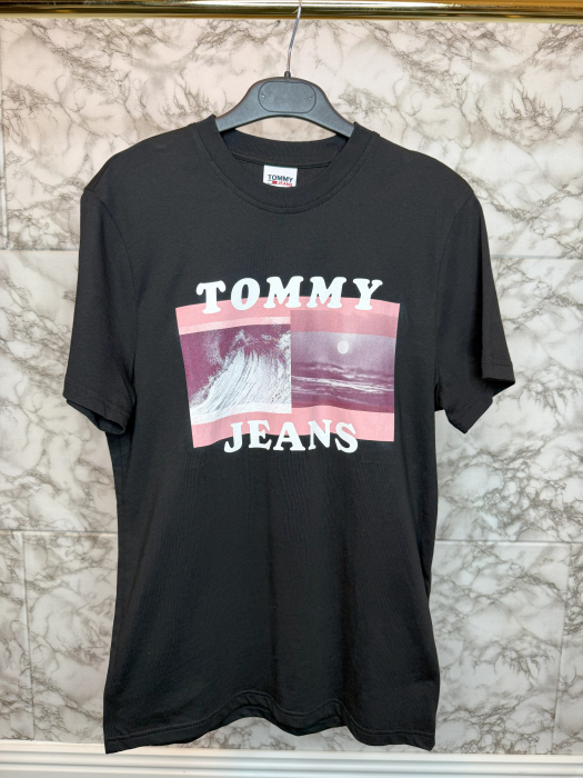 Tricou Tommy Hilfiger Jeans Negru cu logo- Calitate Premium [4]