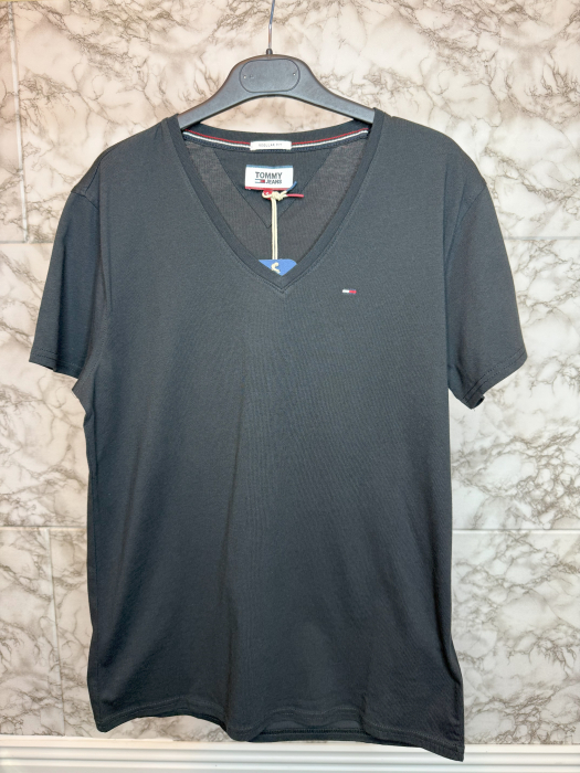 Tricou Tommy Hilfiger Jeans Negru, cu logo brodat- Calitate Premium [2]