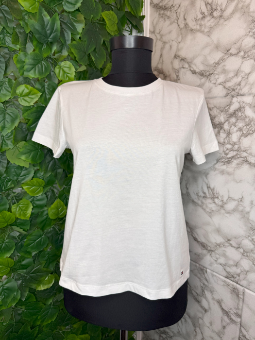 Tricou damă Tommy Hilfiger Alb Logo, original outlet [1]